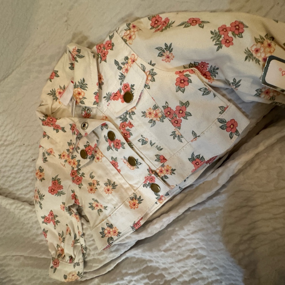 Floral Print Jacket with Brass Buttons 12 months lil lass NWOT